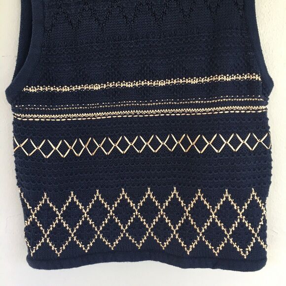 VTG 90s Liz Sport Sweater Vest Women M/L Crochet Button Cottagecore Grandma Y2K - Picture 8 of 14